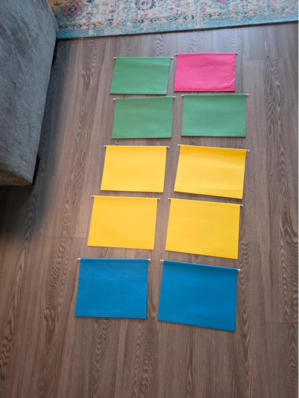 Set of 10 Colorful Hanging File Folders
